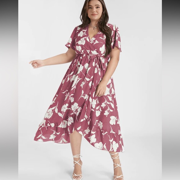 Floral Ruffle Knot Side Wrap Dress - Picture 3 of 3